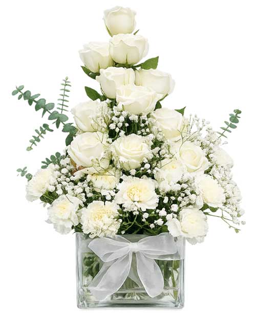 Pure Love White Roses & Carnations